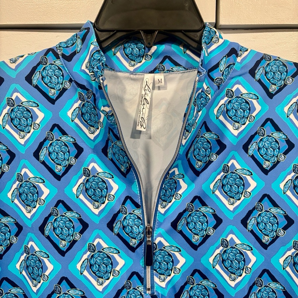 NWOT Lulu-B Blue Turtle Pattern Quarter Zip - Picture 3 of 5